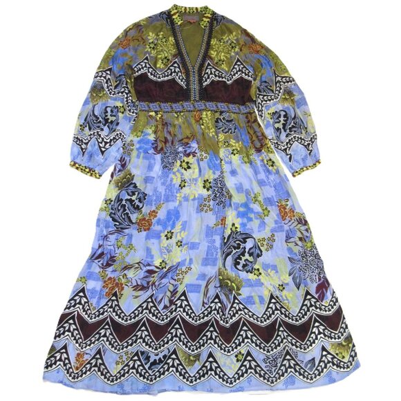 NWT Anthropologie Bhanuni by Jyoti Forest Fern in Sky Patterned Maxi Dress 12 - Picture 4 of 8